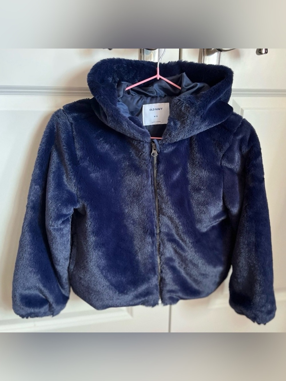 Old Navy Girls Blue Faux Fur Fluffy Jacket Coat Outerwear - Sz Medium